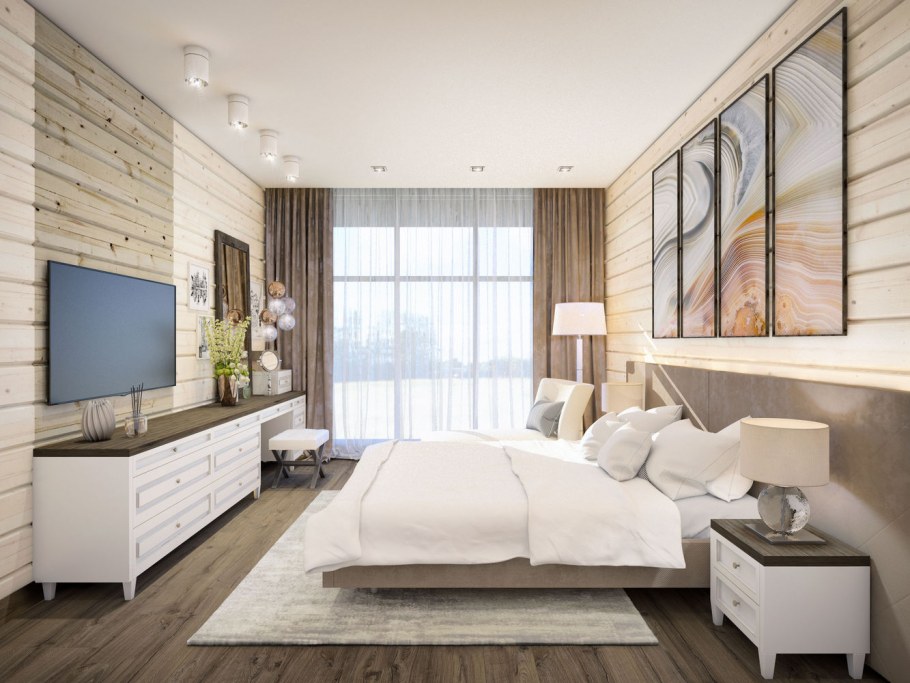 Спальня в деревянном домен