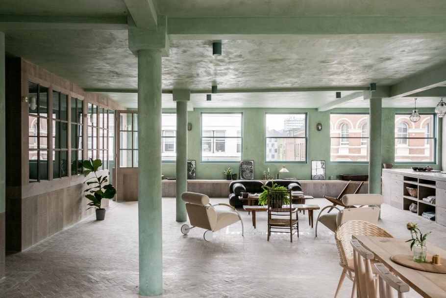 Зеленый цвет в лофте