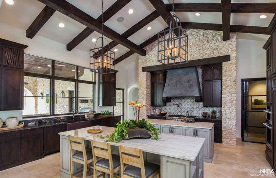 Фальшбалки в интерьере лофт кухня