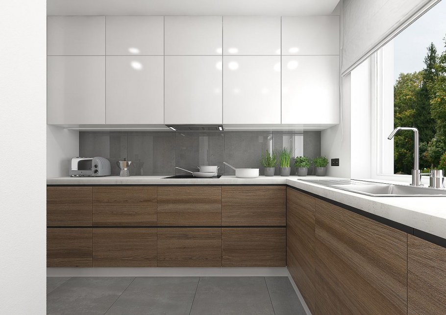 Икеа кухни Воксторп серый и орех