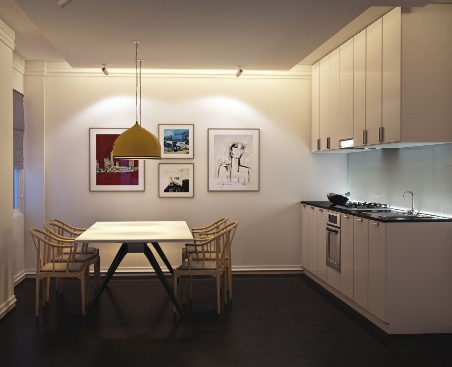 Освещение над обеденной зоной на кухне