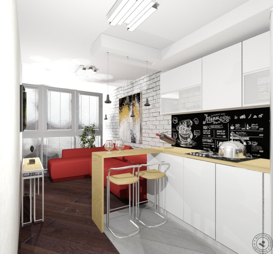 Интерьер кухни евродвушка