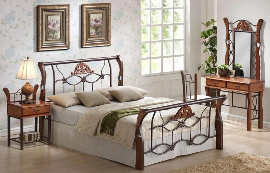 Кровать MK-5222-ro (Rose Oak/160*200) - Мик мебель