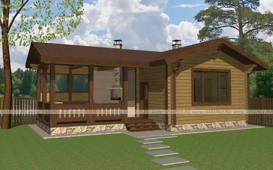 Баня 4 на 6 с террасой под одной крышей проекты