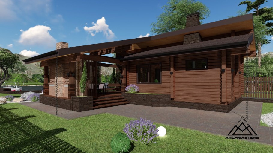 Баня с террасой и барбекю 6х5