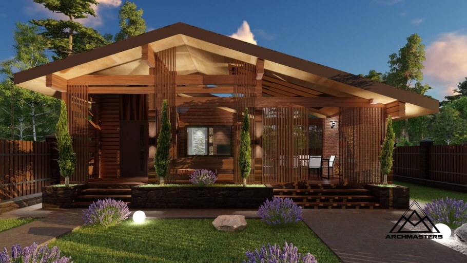 Баня из клееного бруса 6на 9 с террасой