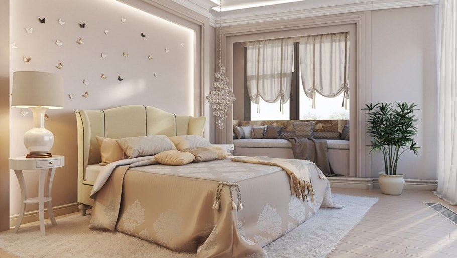 Спальня в светлых оттенках