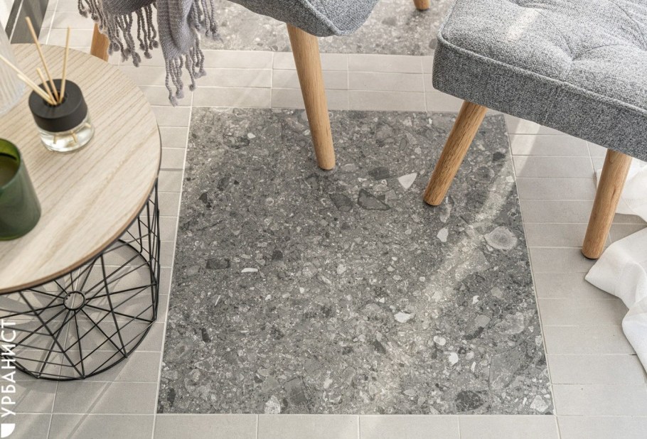 Керамогранит терраццо дарк Грэй 60х60см