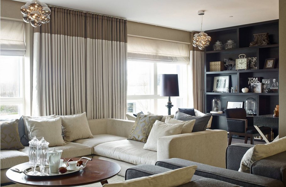 Кремовые стены в гостиной