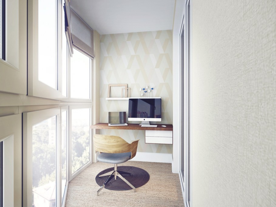 Кабинет на узком балконе