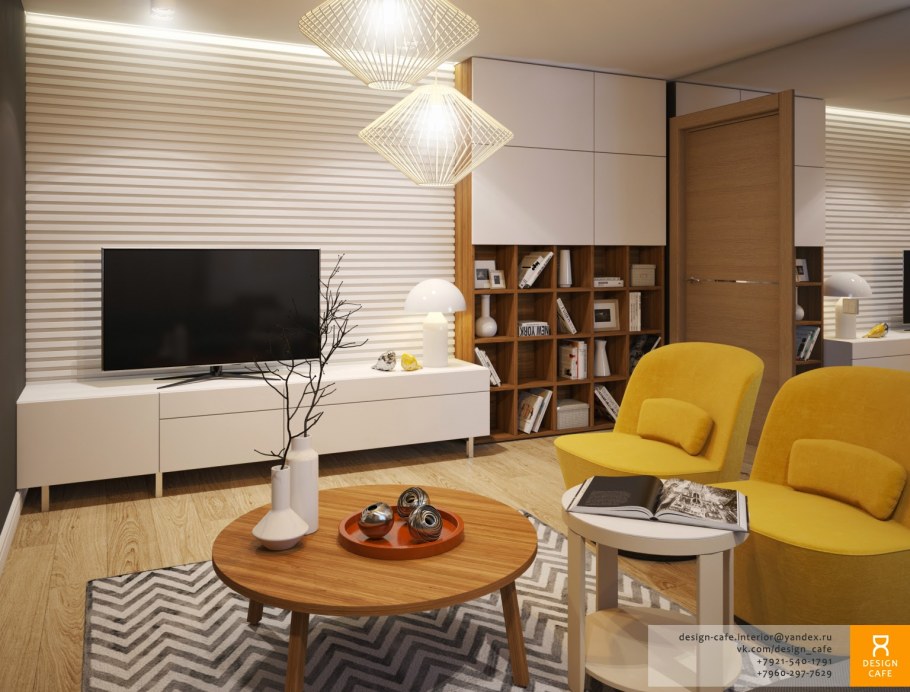 3д панели в интерьере гостиной с телевизором