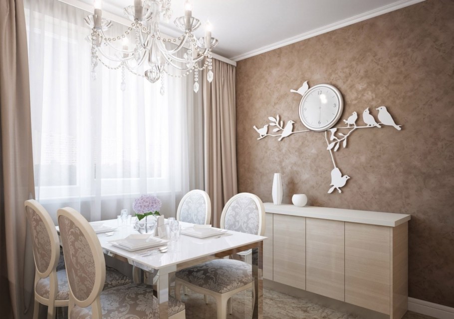 Кофейный цвет стен в гостиной