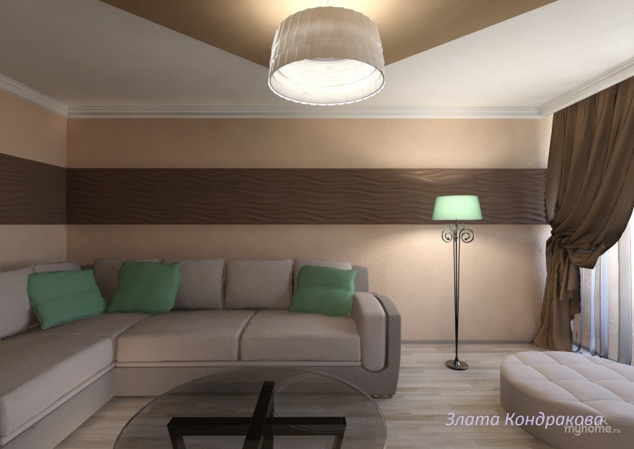 Гостиная в нюдовых тонах