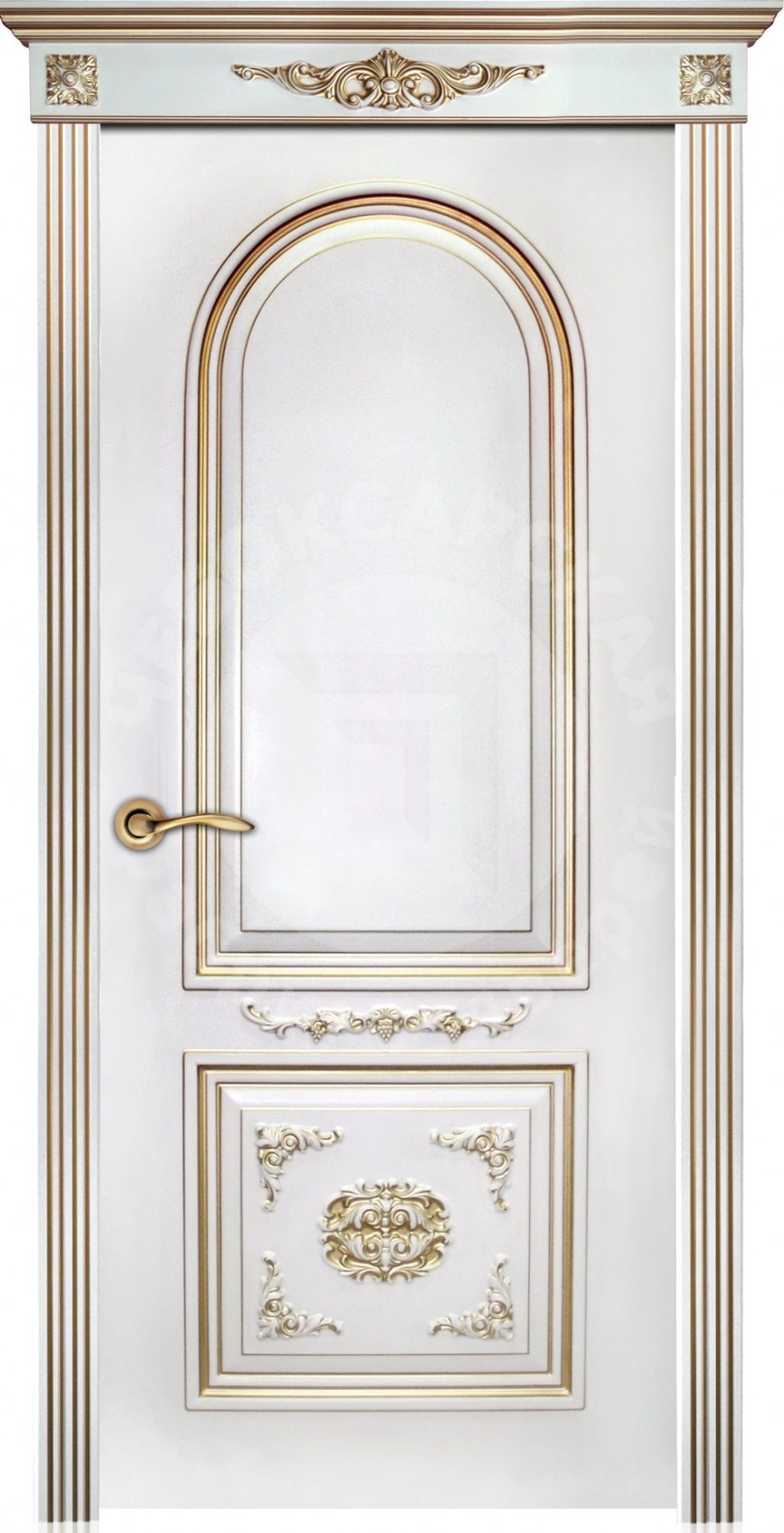 Дверь смальта 11 белый RAL 9003 патина золото