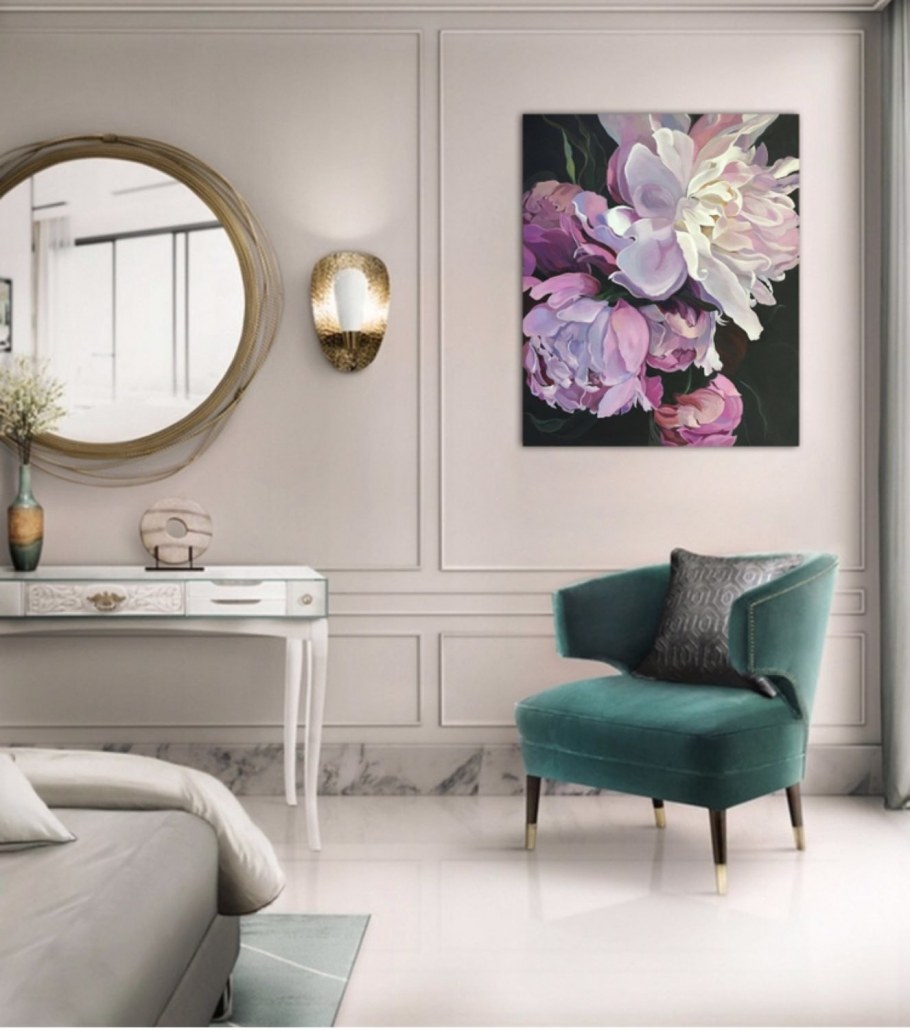 Розовая картина в интерьере