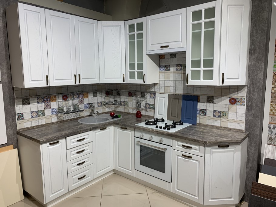 Кухня белый кашемир фасад АГТ 383