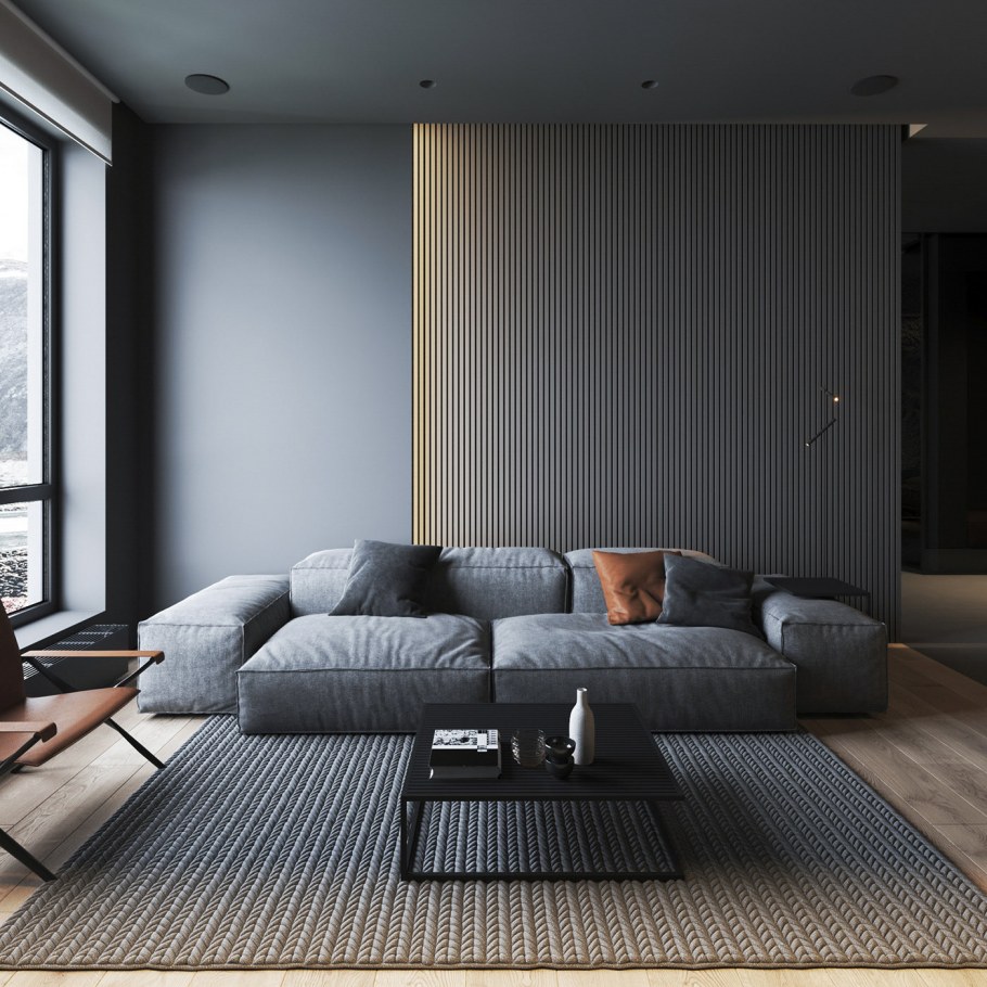 Гостиная в серых тонах