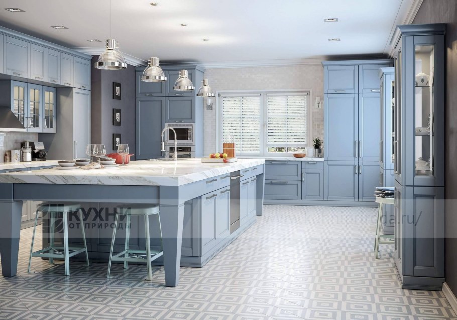 Кухня Неоклассика с барной стойкой