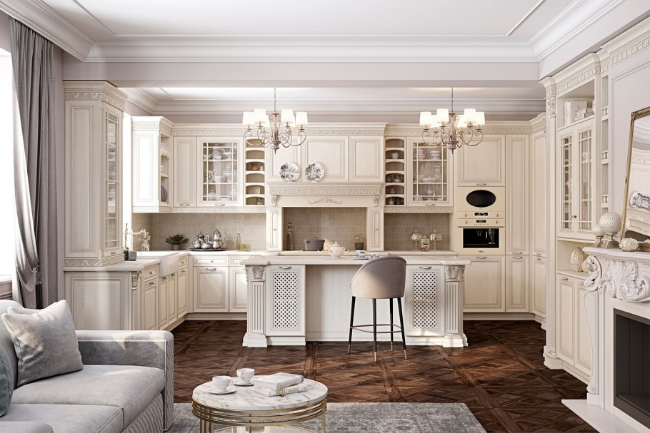 Кухонный остров с обеденной зоной Неоклассика