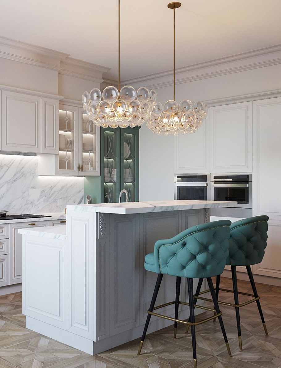 Кухня-гостиная 40 м2 в стиле Неоклассика