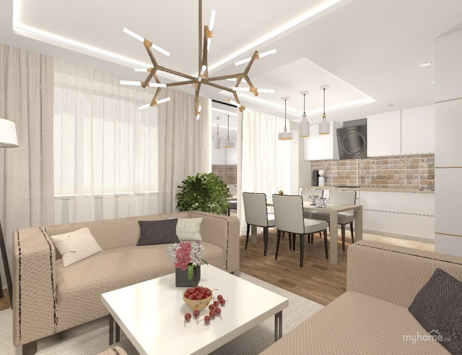 Гостиная с синими акцентами