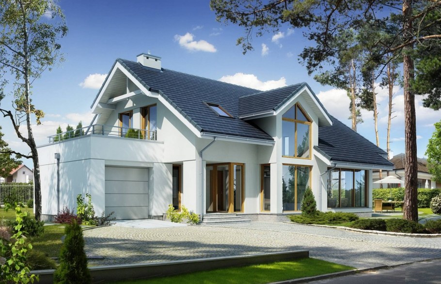 Коттедж с мансардой и гаражом