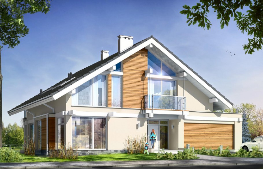 Частный дом с двускатной крышей