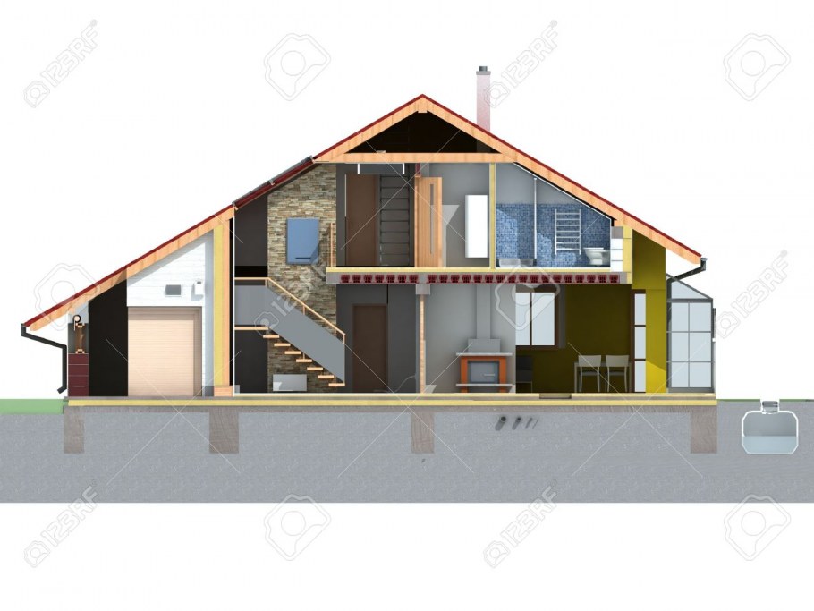 Дом в разрезе сбоку