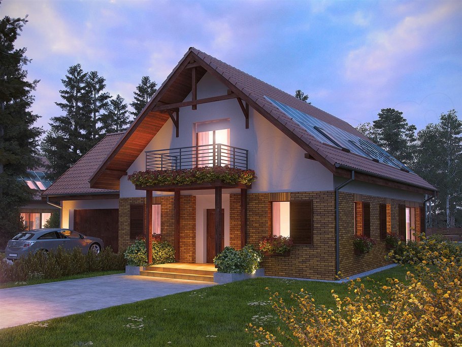 Фото домов с мансардой и гаражом до 150 м2