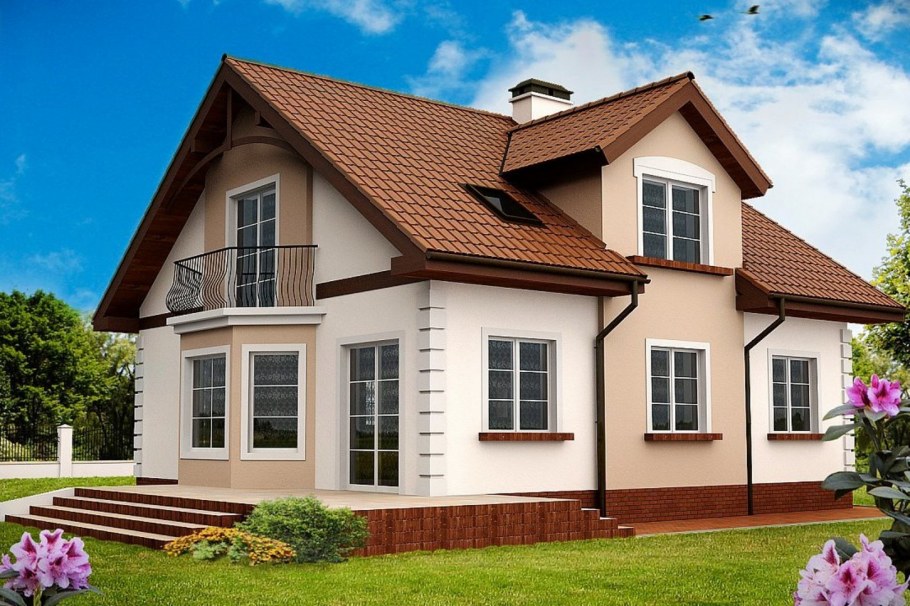 Красивые фасады домов с мансардой