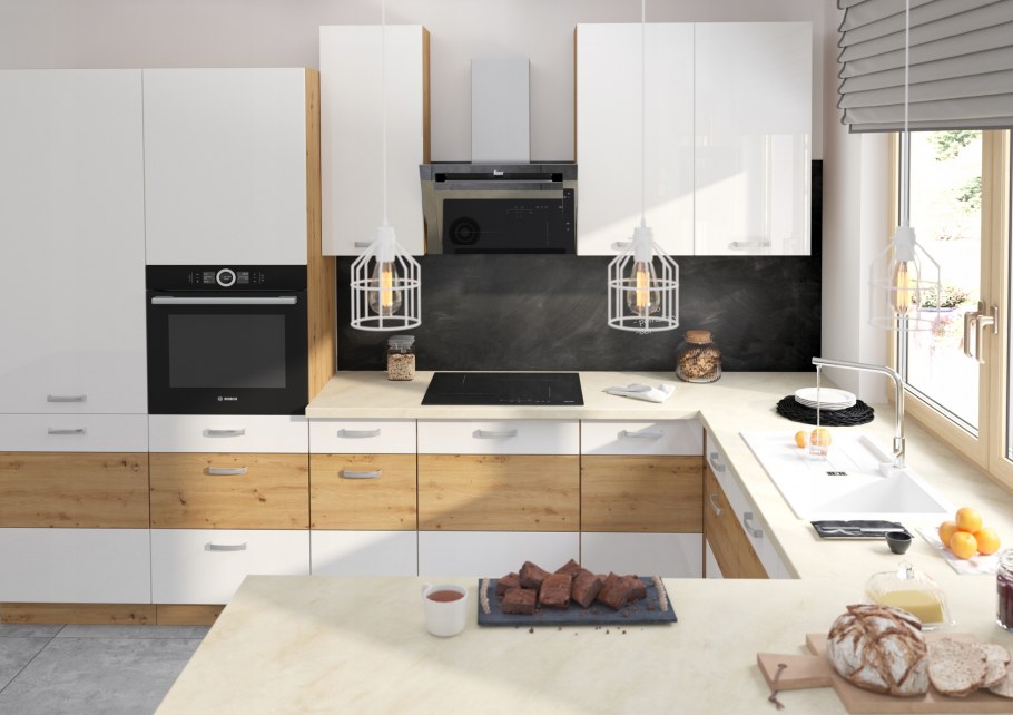 Кремовая глянцевая кухня