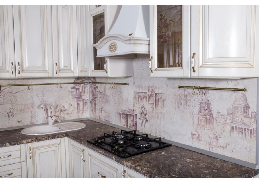 Белая кухня с белой столешницей