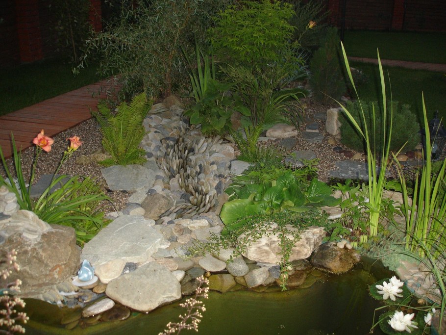 Совмещение пруда и рокария
