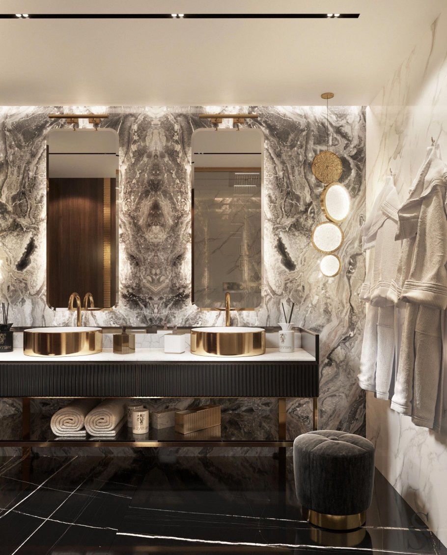 Мрамор в интерьере гостиной