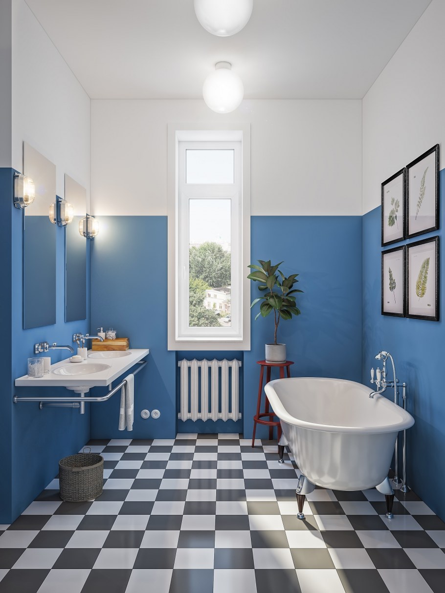 Туалет в синих тонах