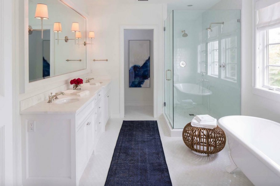 White Blue Bathroom Lighting