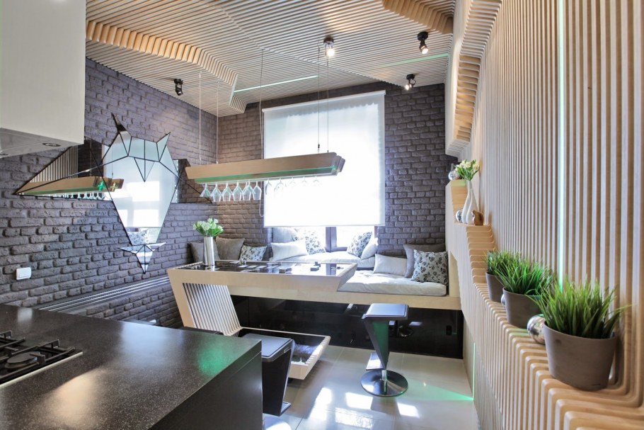 Стиль кухни с рейками