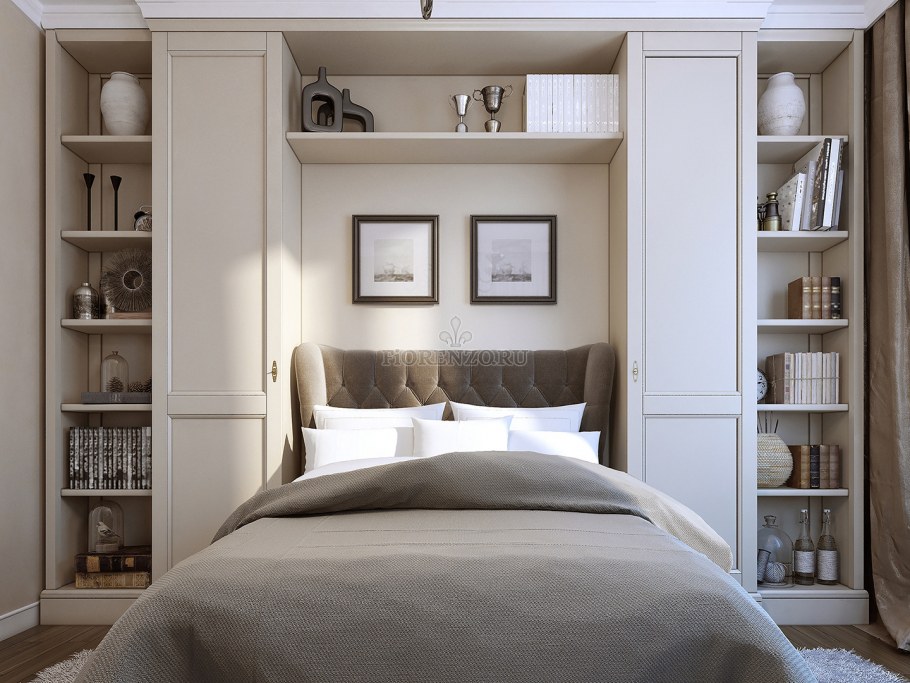 Стеллаж за кроватью