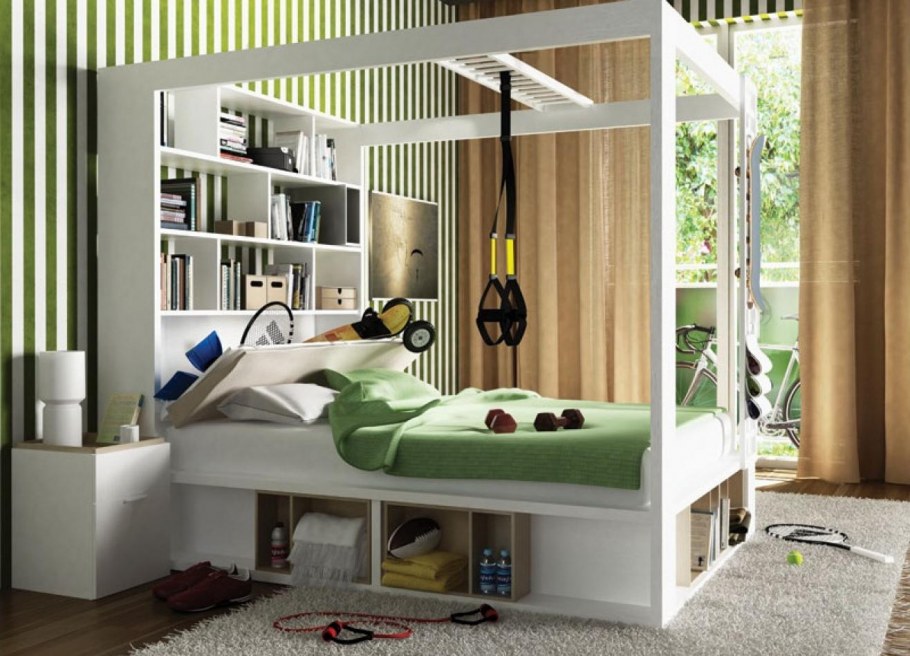 Бирюзовый шкаф в интерьере