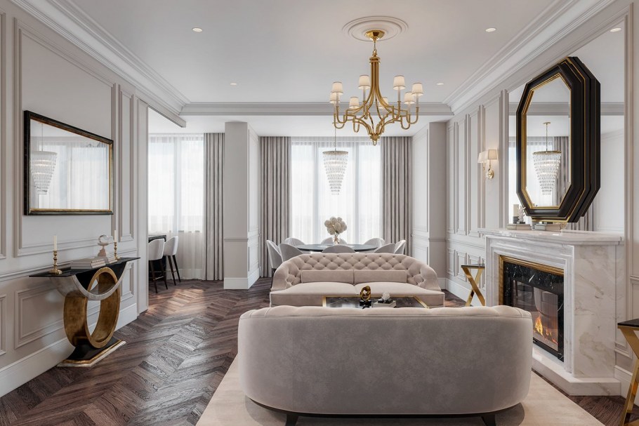 Гостиная в современном классическом стиле