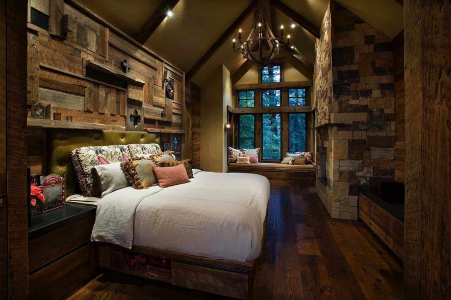 Спальня рустикальный стиль деревянная мебель