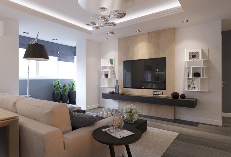 Телевизор в интерьере гостиной