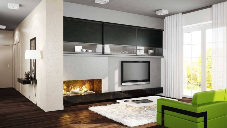 Камин встроенный в стенку