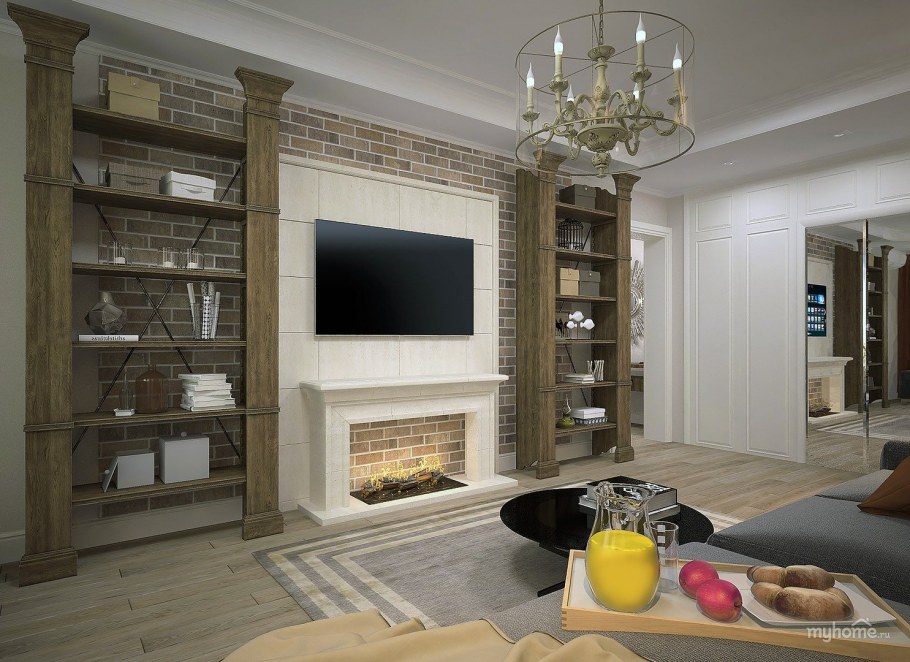 Современная встроенная мебель в гостиную