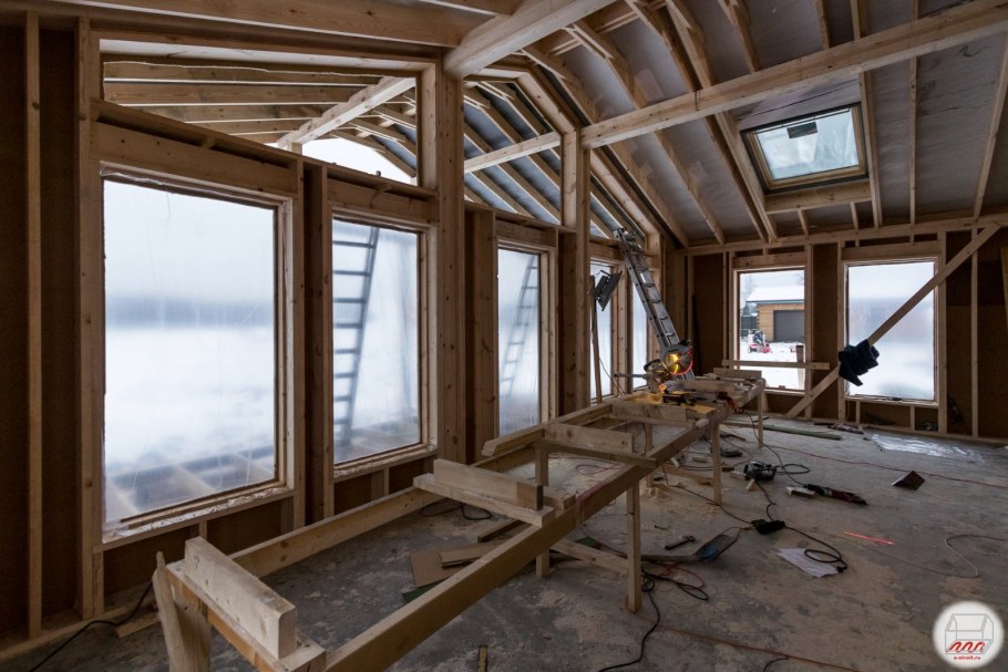 Каркасный дом с панорамными окнами