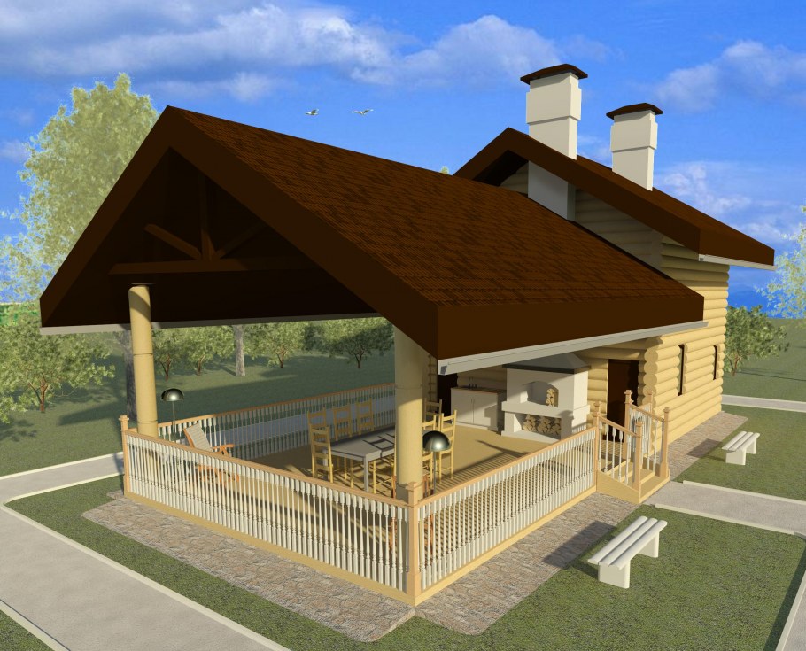 Летняя кухня с террасой