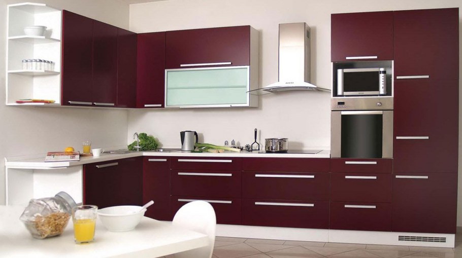 Кухни бордового цвета