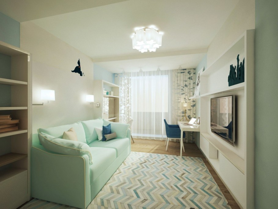 Интерьер однокомнатной квартиры для девушки