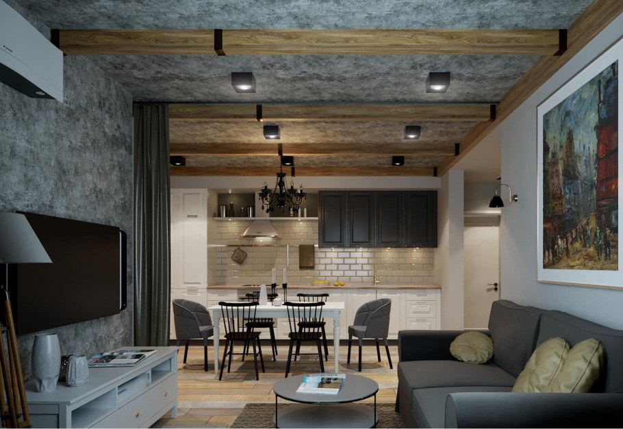 Сканди лофт в интерьере