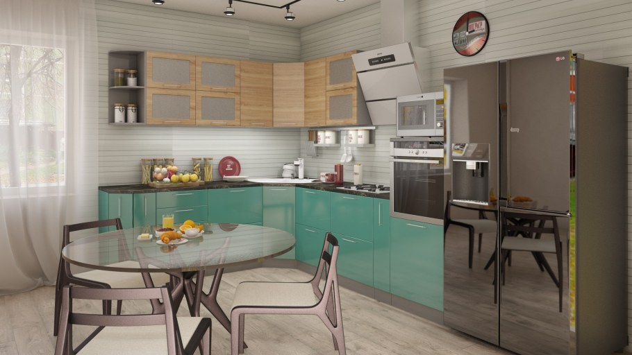 Интерьер центр кухня олива дуб сонома